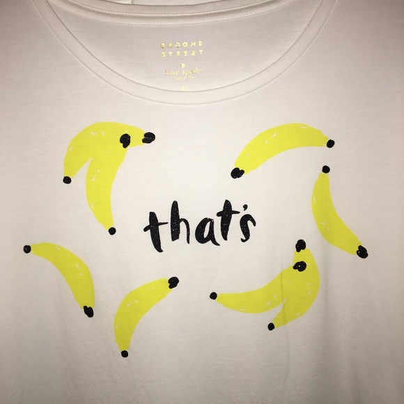🟡KATE SPADE PRE-LOVED AUTHENTIC ‘THAT’S BANANA’ WHITE/YELLOW BANANAS TSHIRT - Picture 2 of 14
